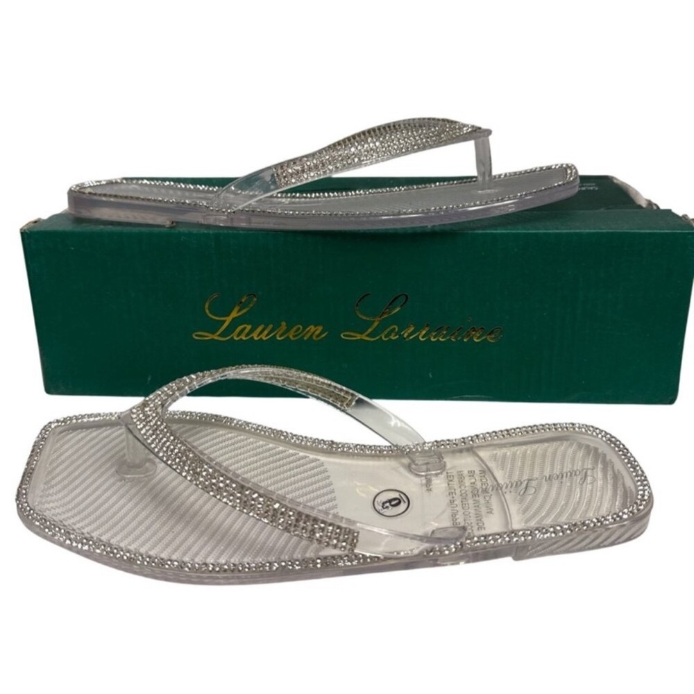 Lauren Lorraine Tampa Clear‎ Rhinestone Flip Flop Sandals – Size 5.5